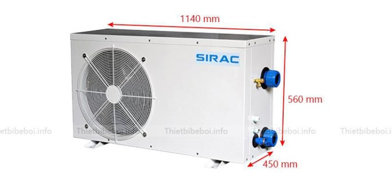 Kích thước máy bơm nhiệt Sirac - LSQ02RC | Bilico