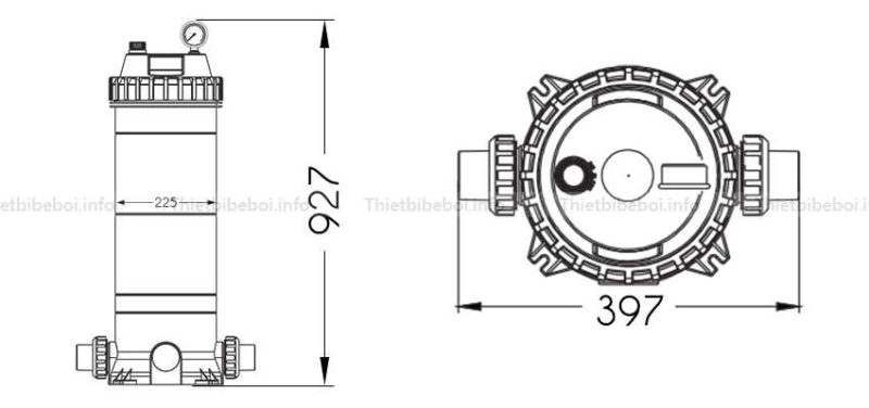 Chiều dài - rộng của Cartridge Emaux CF100 D225mm | Bilico