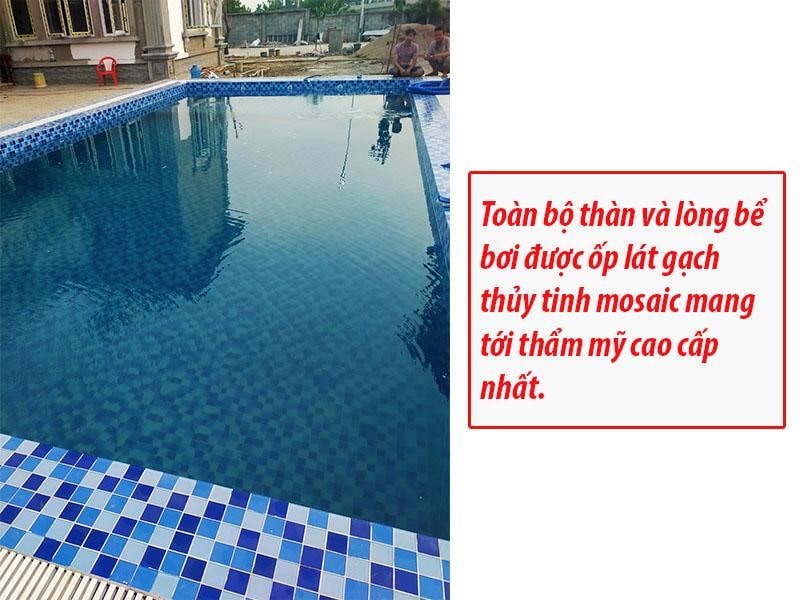 Bể bơi chị Thúy được lát gạch mosaic thủy tinh | thietbieboi.info