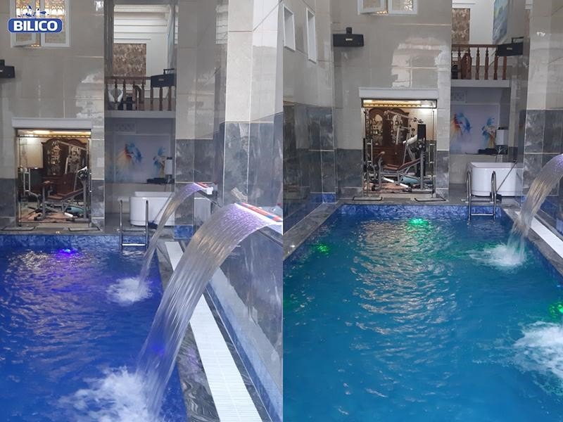 Thác tràn lắp đặt tại bể bơi anh Thắng ở Bình Dương | thietbibeboi.info